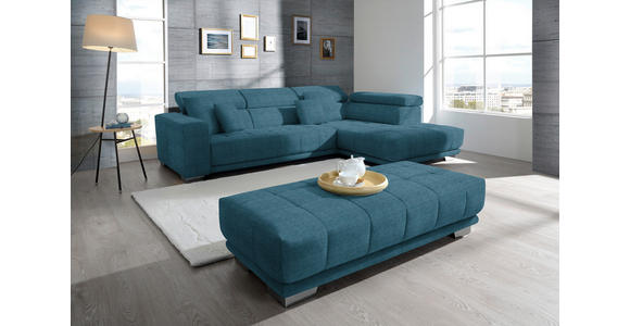 ECKSOFA in Mikrofaser Blau  - Chromfarben/Blau, Design, Textil/Metall (301/207cm) - Xora