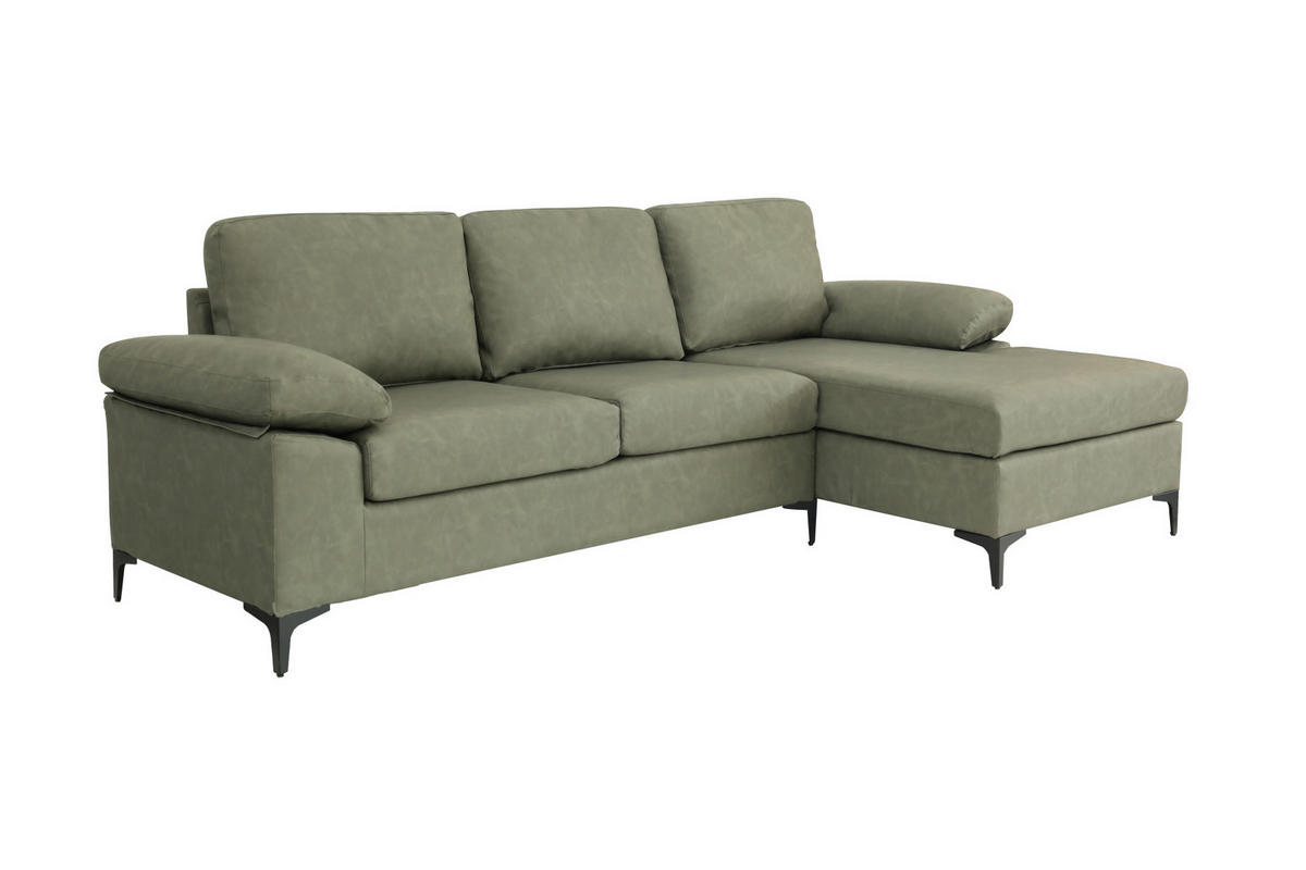 KUTNA GARNITURA tekstil  zelena   - zelena/crna, Konvencionalno, tekstil/metal (262/135cm) - MID.YOU