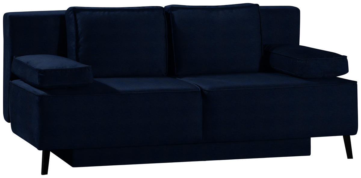 SCHLAFSOFA in Dunkelblau  - Schwarz/Dunkelblau, Konventionell, Textil/Metall (197/91/88cm) - Novel