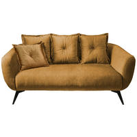 2,5-SITZER in Velours Gelb  - Gelb/Schwarz, Modern, Holz/Textil (196/94/103cm) - Livetastic
