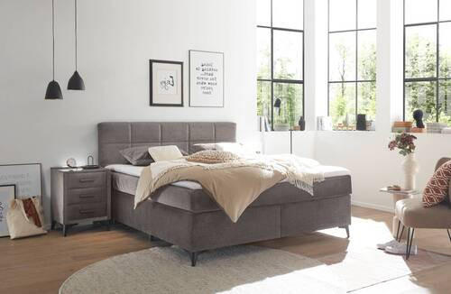 BOXSPRINGBETT 180/200 cm  in Sandfarben  - Sandfarben/Schwarz, Design, Holzwerkstoff/Kunststoff (180/200cm) - Xora