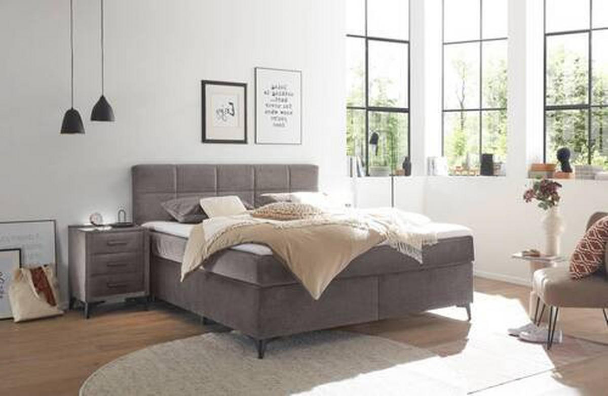 BOXSPRINGBETT 180/200 cm  in Sandfarben  - Sandfarben/Schwarz, Design, Holzwerkstoff/Kunststoff (180/200cm) - Xora