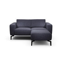 Zweisitzer inkl. Hocker Chenille Blau  - Blau/Schwarz, Design, Textil/Metall (180/86/86-94cm) - SENSOO