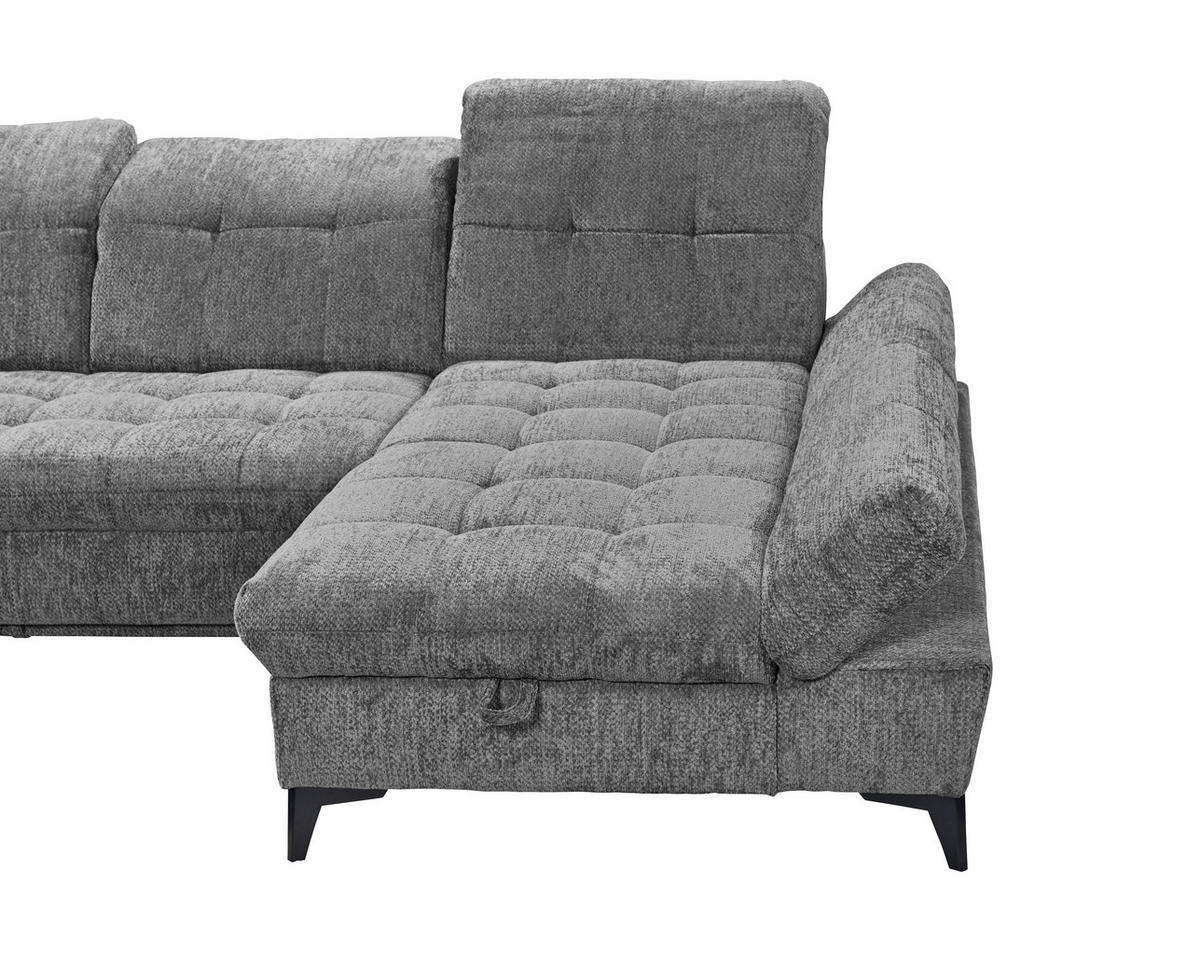 WOHNLANDSCHAFT MERCY Grau Mikrovelours  - Schwarz/Grau, MODERN, Kunststoff/Textil (245/348/168cm) - MID.YOU