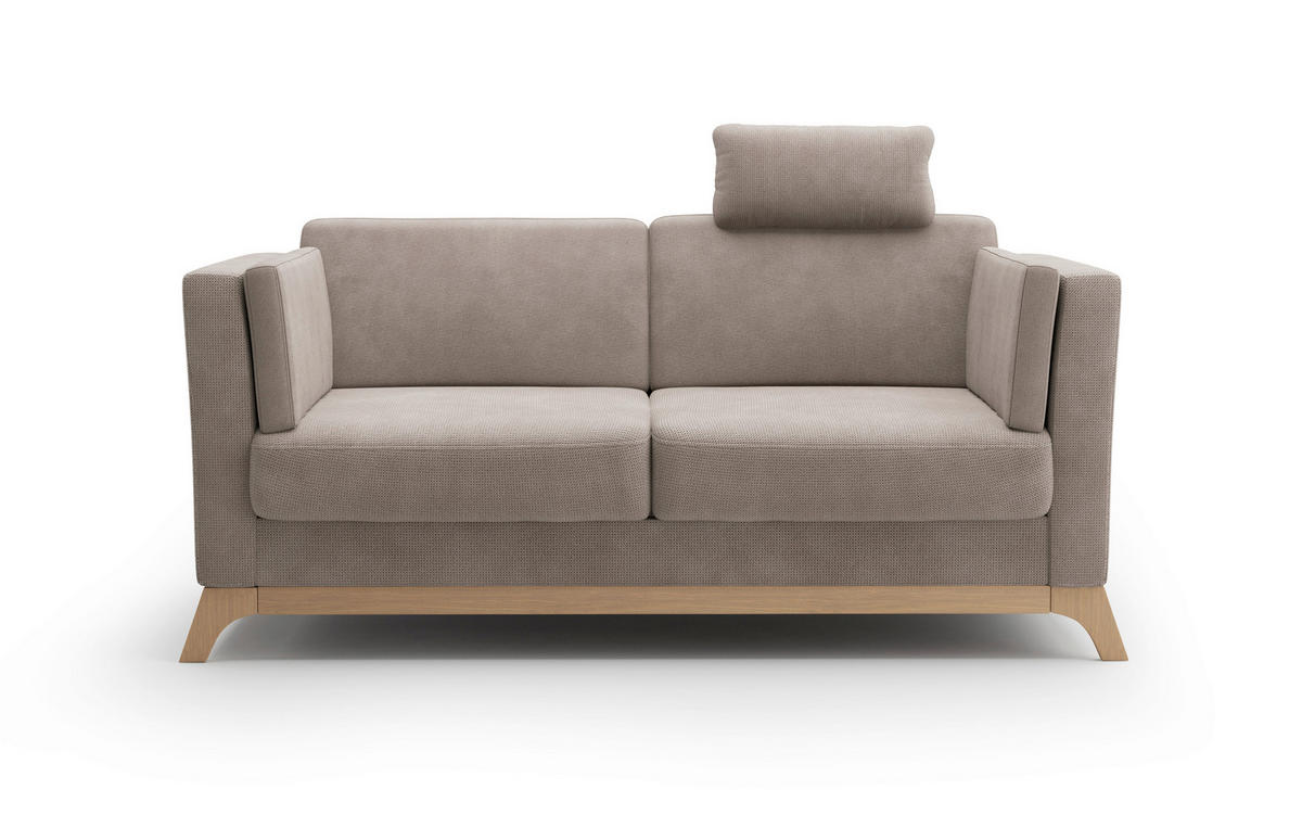 2,5-SITZER Flachgewebe Taupe  - Taupe/Eichefarben, KONVENTIONELL, Holz/Textil (183/84/93cm) - Sit & More