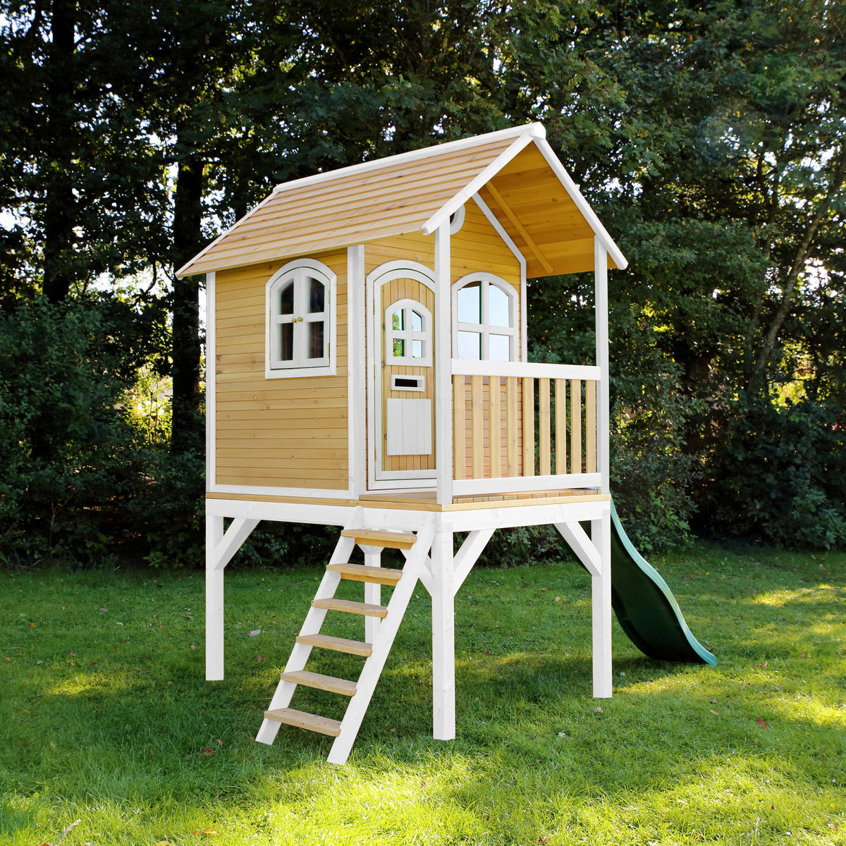 SPIELHAUS 318/272/191 cm  - Braun/Weiß, KONVENTIONELL, Holz (318/272/191cm) - Ambia Garden