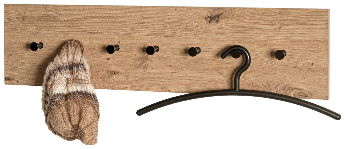 WANDGARDEROBE - Eichefarben/Schwarz, Holzwerkstoff/Metall (80/20/5cm)