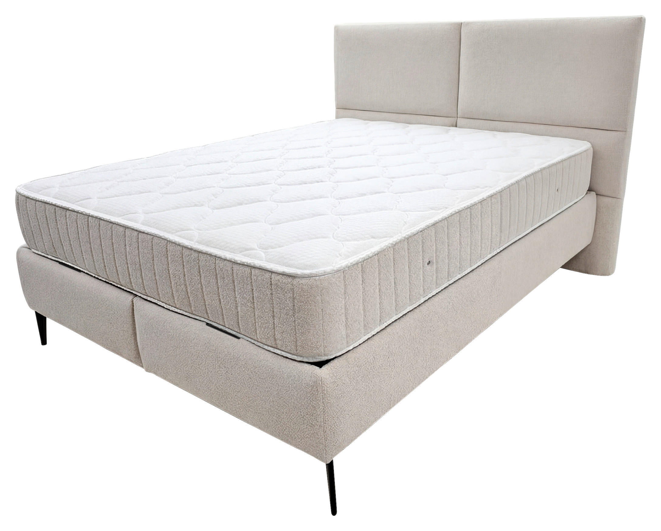 POSTELJA Z VZMETNICO   x  , les, kovina bež  - bela/bež, Moderno, kovina/leseni material (180/200cm) - Hom`in