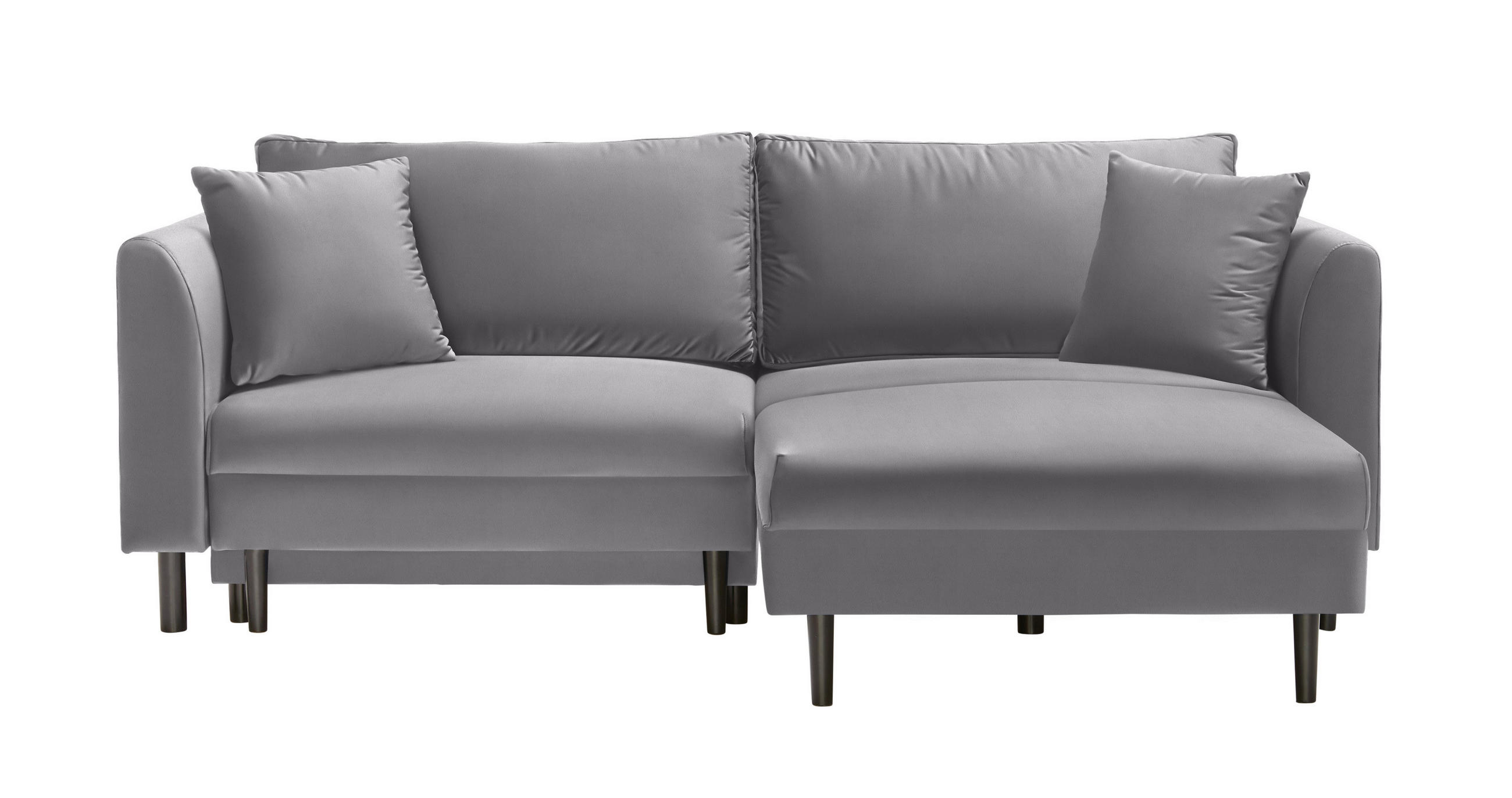 ECKSOFA Hellgrau Velours  - Hellgrau/Schwarz, Design, Holz/Textil (235/165cm) - Ti'me