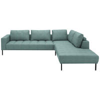 ECKSOFA  in Flachgewebe Hellblau  308/270 cm  - Schwarz/Hellblau, Design, Textil/Metall (308/270cm) - Pure Home Lifestyle