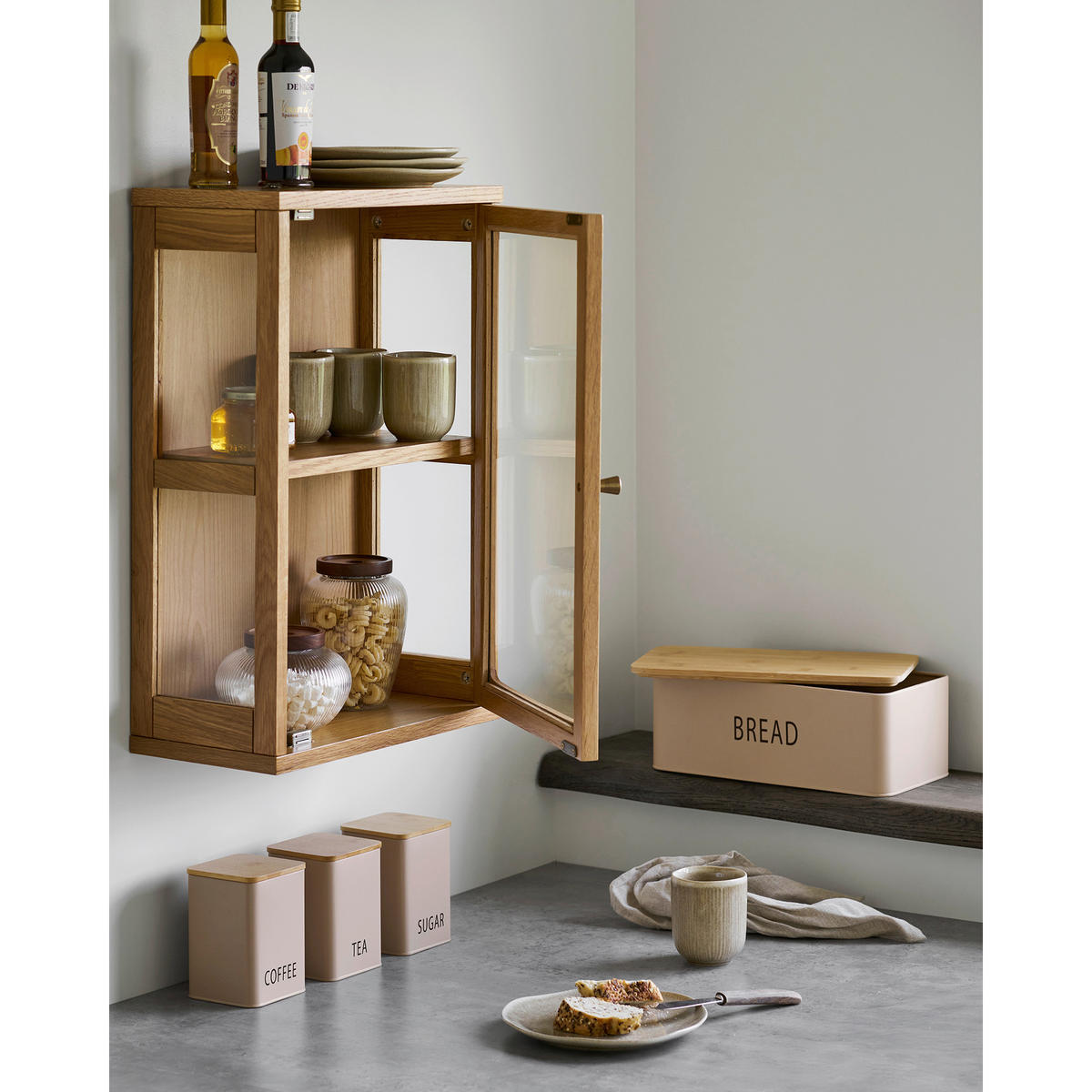 FÖRVARINGSBURKAR SET 4 delar  - beige/naturfärgad, Basics, metall/trä