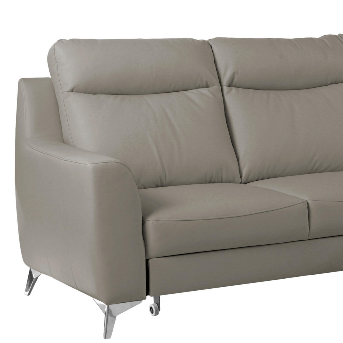 ECKSOFA Lederlook Echtleder Schlammfarben  - Chromfarben/Schlammfarben, Design, Leder/Textil (236/168cm) - Livetastic