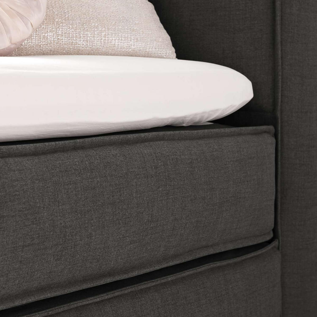 BOXSPRINGBETT 200/200 cm  in Anthrazit  - Anthrazit/Schwarz, Design, Textil (200/200cm) - home24