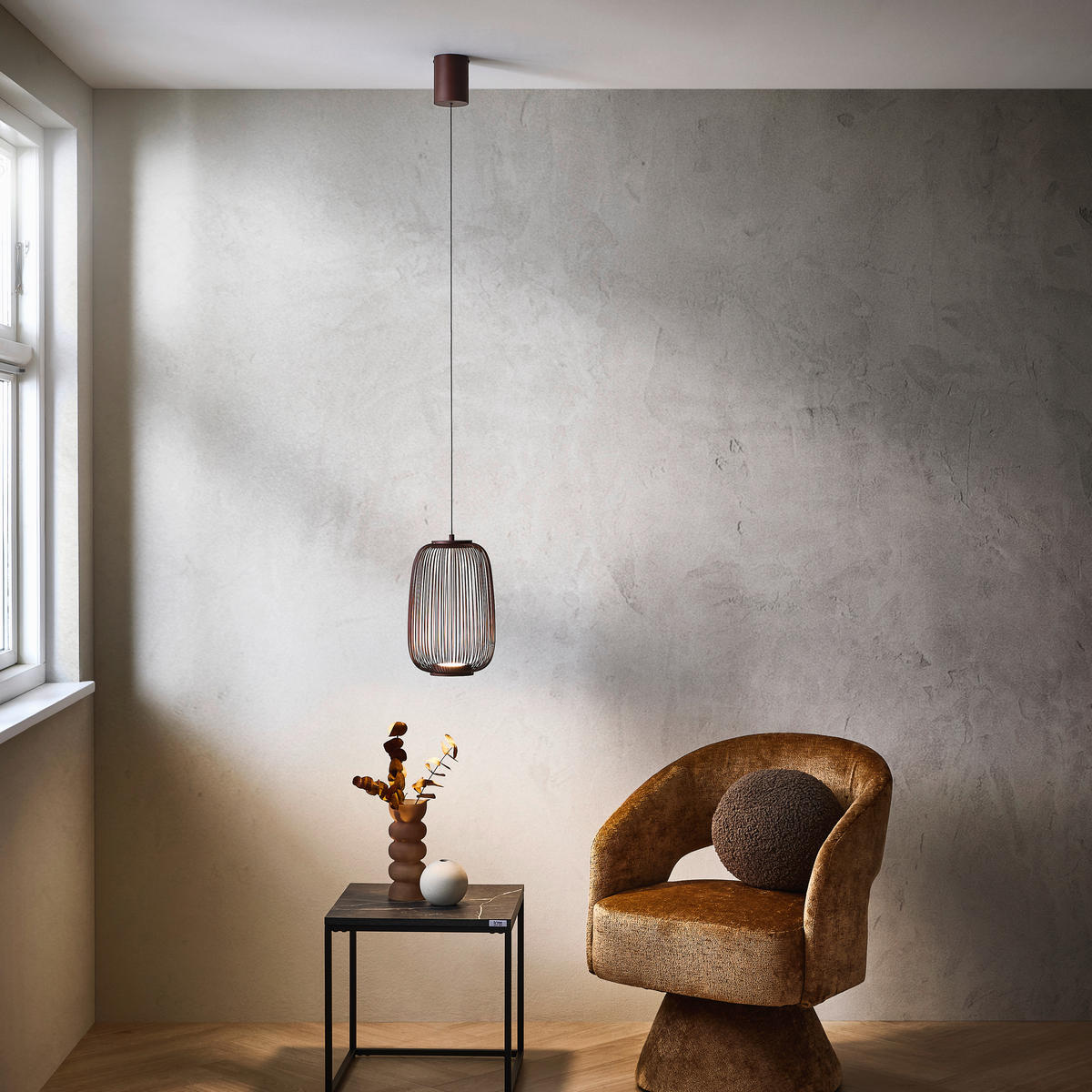LED-HÄNGELEUCHTE Cage 22,5/50-150 cm  - Braun, Design, Kunststoff/Metall (22,5/50-150cm) - Dieter Knoll