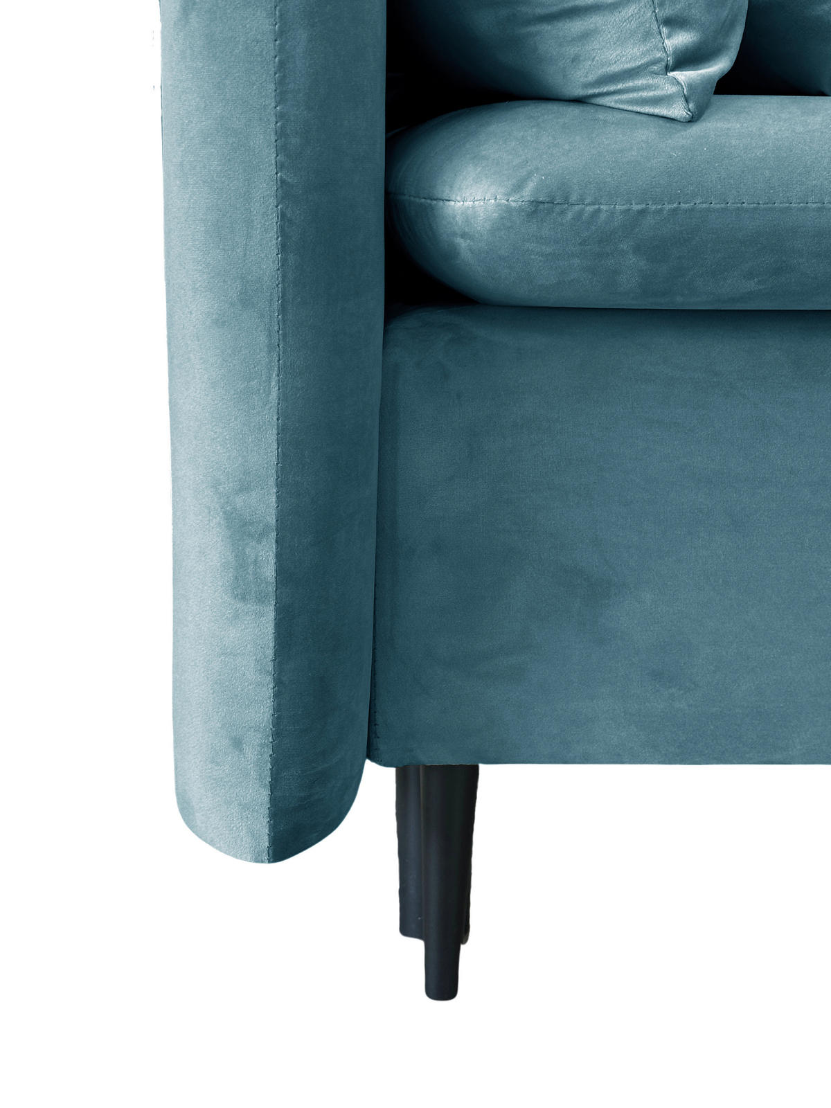 SCHLAFSOFA Velours Blau  - Blau/Schwarz, Design, Holz/Kunststoff (220/96/102cm) - MID.YOU