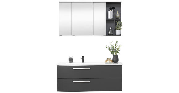 BADEZIMMER in 120 cm - Weiß/Grau, MODERN, Glas/Holzwerkstoff (120cm) - Novel
