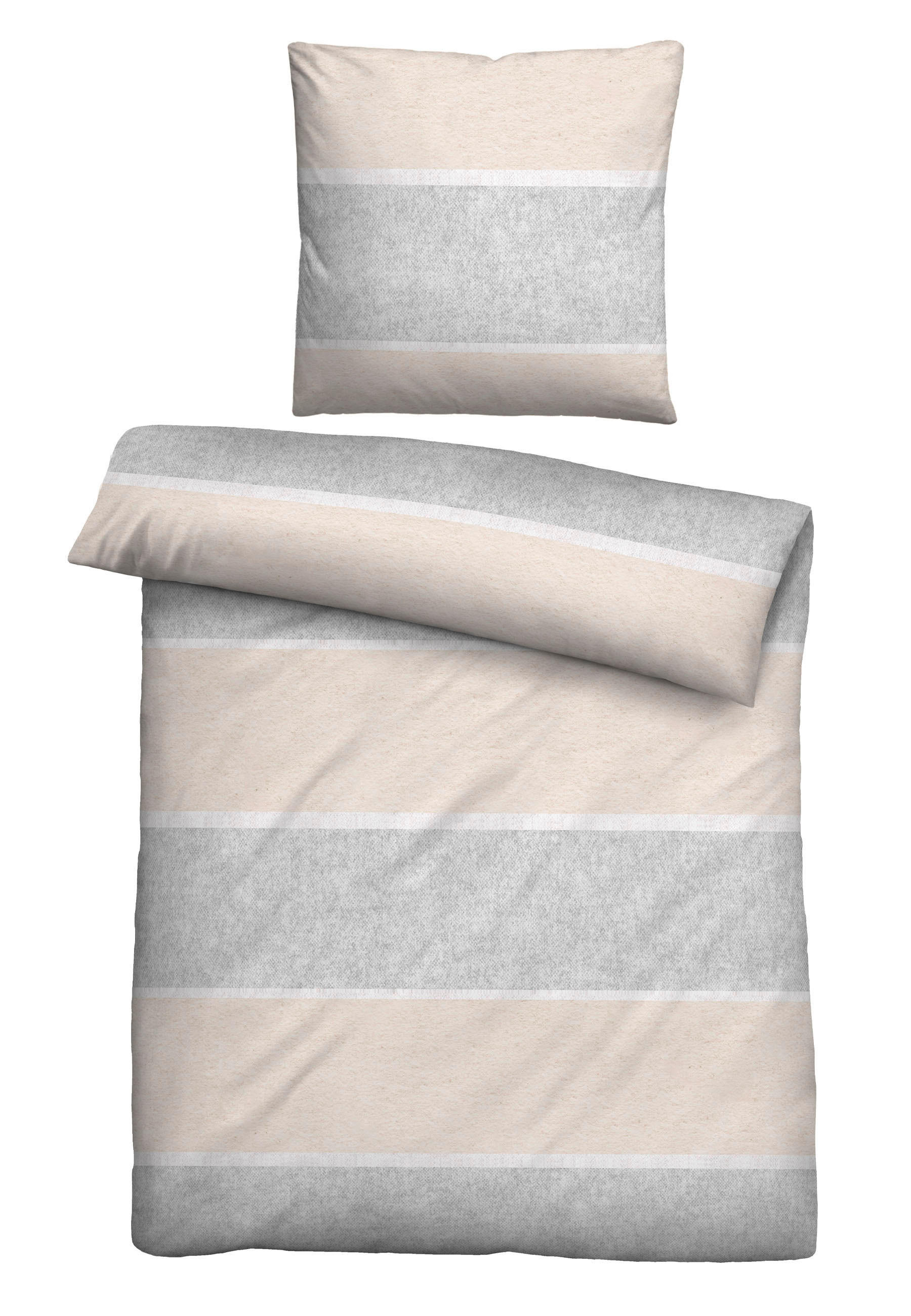 BETTWÄSCHE Flanell 135/200 cm  - Beige/Hellgrau, Design, Textil (135/200cm) - Novel