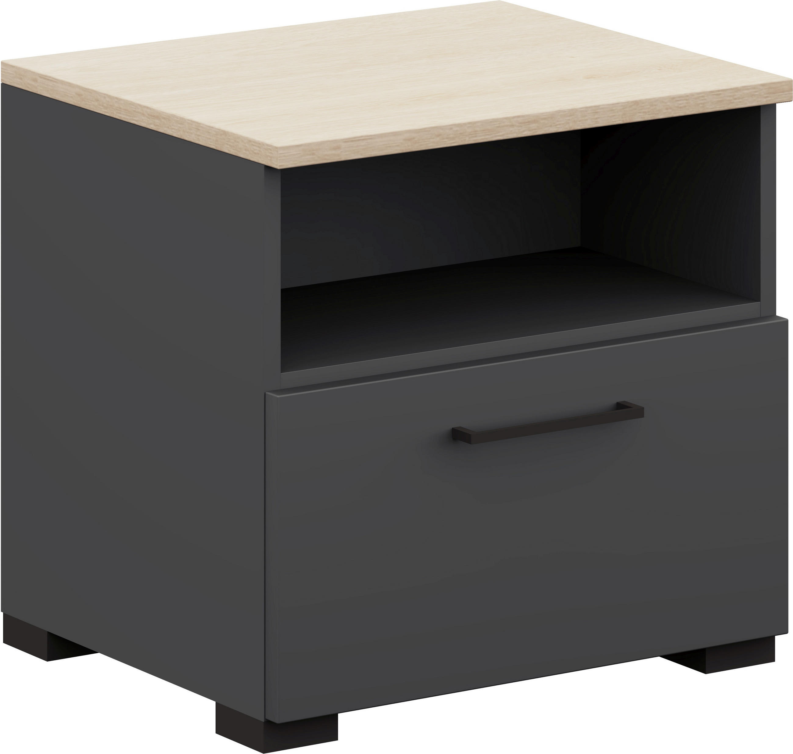 NACHTSCHRANK 50/48/42,1 cm  - Eichefarben/Anthrazit, Design, Holzwerkstoff/Metall (50/48/42,1cm) - Cantus