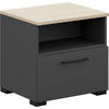 NACHTTISCH 50/48/42,1 cm  in Graphitfarben, Eichefarben  - Eichefarben/Anthrazit, Design, Holzwerkstoff/Metall (50/48/42,1cm) - Cantus
