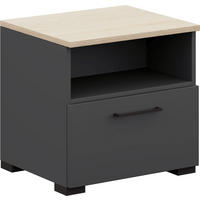 NACHTTISCH 50/48/42,1 cm  in Graphitfarben, Eichefarben  - Eichefarben/Anthrazit, Design, Holzwerkstoff/Metall (50/48/42,1cm) - Cantus