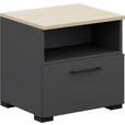 NACHTSCHRANK 50/48/42,1 cm  - Eichefarben/Anthrazit, Design, Holzwerkstoff/Metall (50/48/42,1cm) - Cantus
