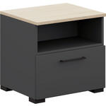 NACHTSCHRANK 50/48/42,1 cm  - Eichefarben/Anthrazit, Design, Holzwerkstoff/Metall (50/48/42,1cm) - Cantus