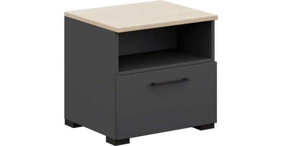NACHTSCHRANK 50/48/42,1 cm - Eichefarben/Anthrazit, Design, Holzwerkstoff/Metall (50/48/42,1cm) - Cantus