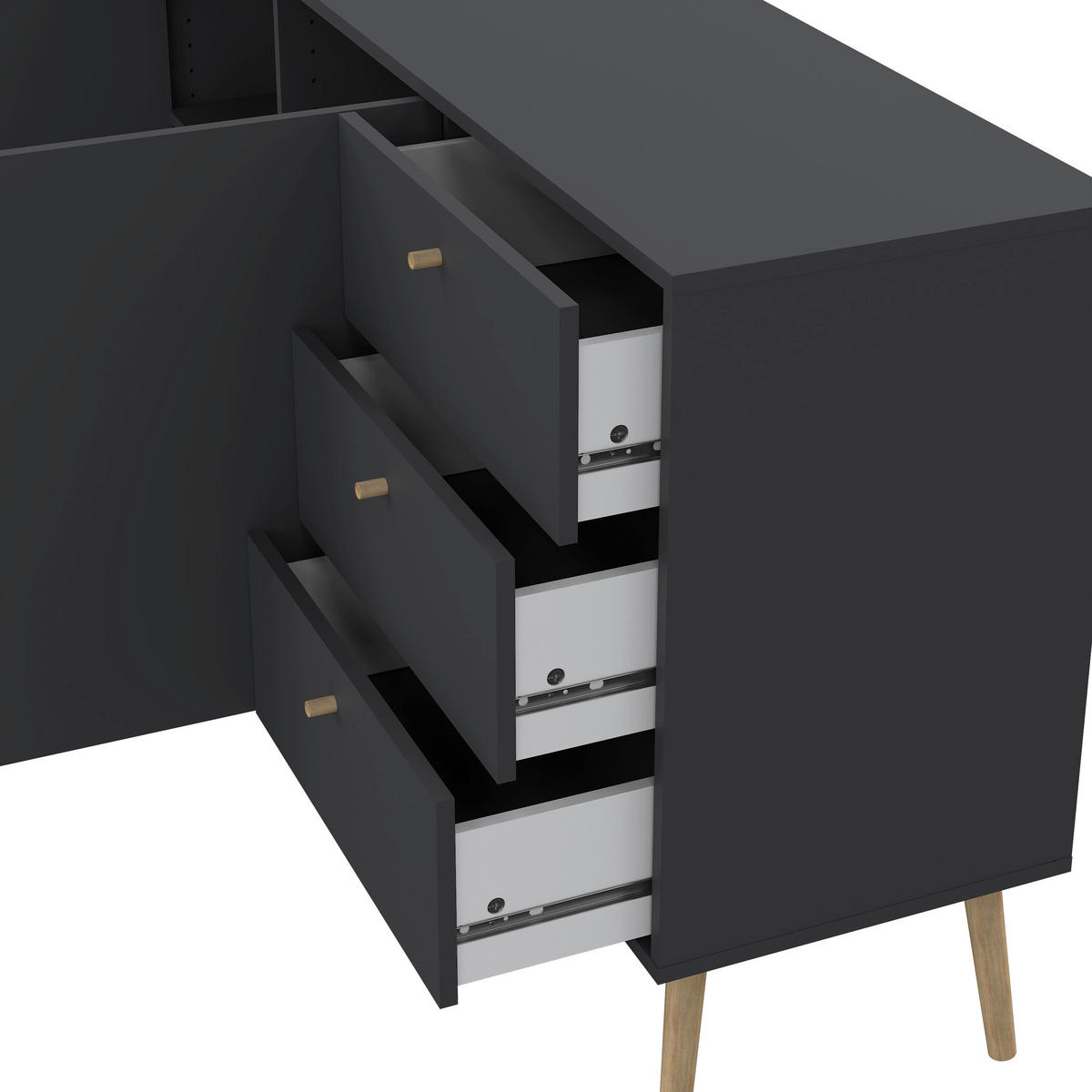 SIDEBOARD 147,2/81,7/39,1 cm  - grå/ekfärgad, Design, trämaterial/trä (147,2/81,7/39,1cm) - Best Price
