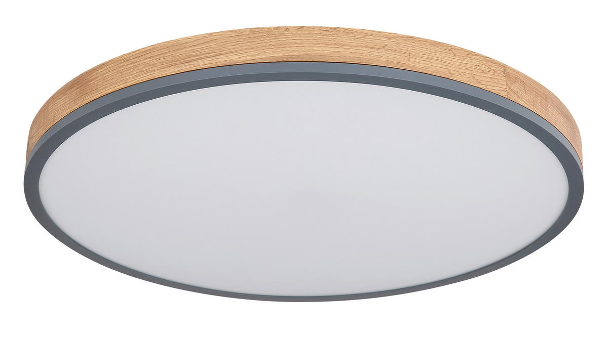LED-DECKENLEUCHTE 60/8,5 cm   - Opal/Graphitfarben, Natur, Holzwerkstoff/Kunststoff (60/8,5cm) - Globo