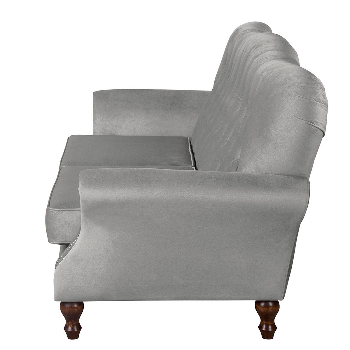 3-SITZER-SOFA Jersey in Velours Grau  - Dunkelbraun/Grau, Design, Holz/Textil (210/98/95cm) - P & B