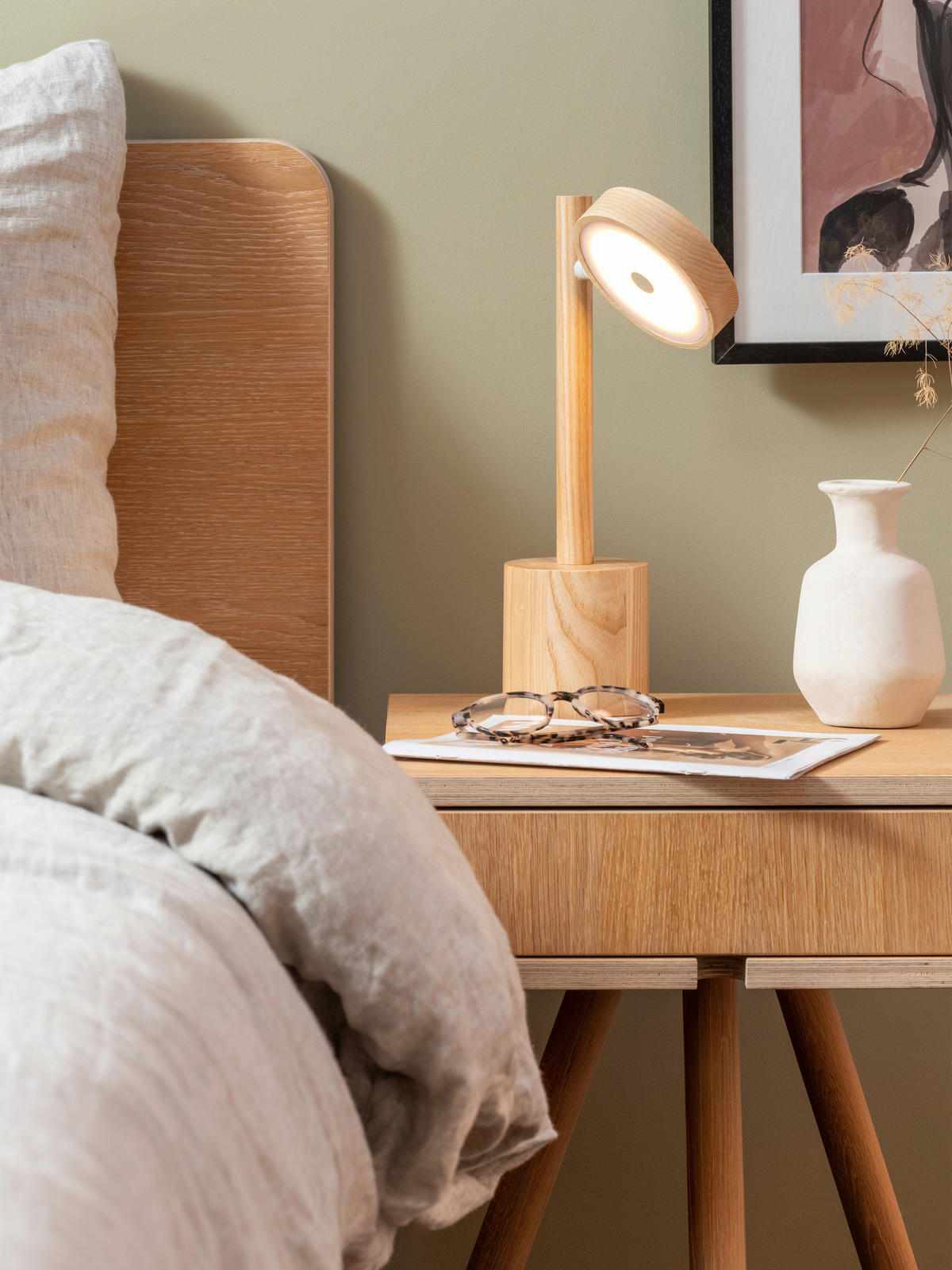 TISCHLEUCHTE Good & Mojo 21/21/35 cm  - Eschefarben/Weiß, Trend, Holz (21/21/35cm) - Good & Mojo