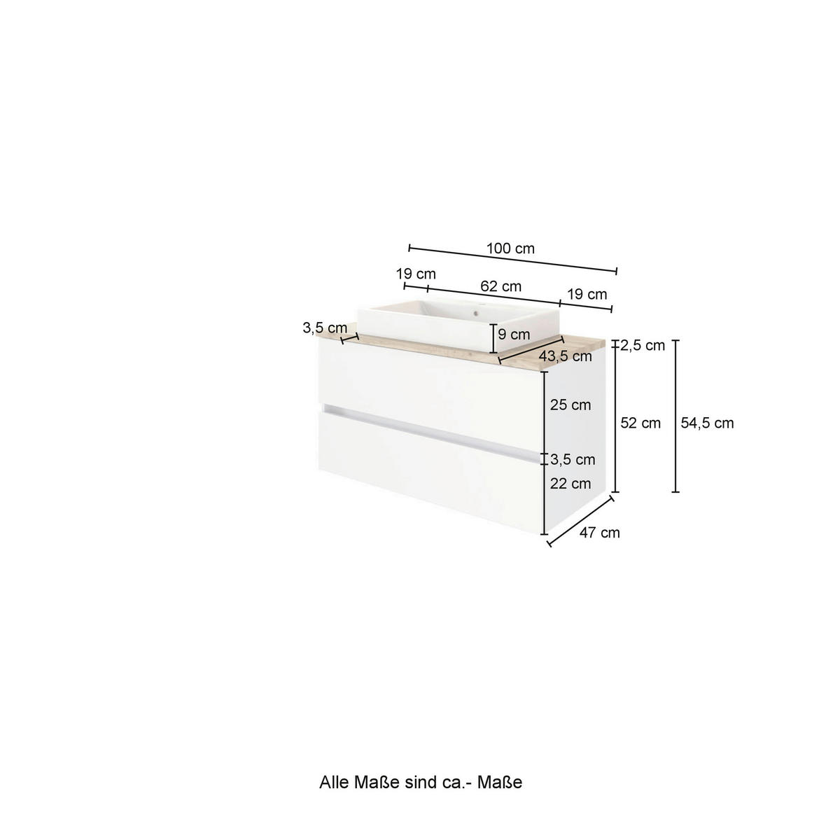 BADRUM 100 cm  - vit/grå, Basics, trämaterial/keramik (100cm) - Held