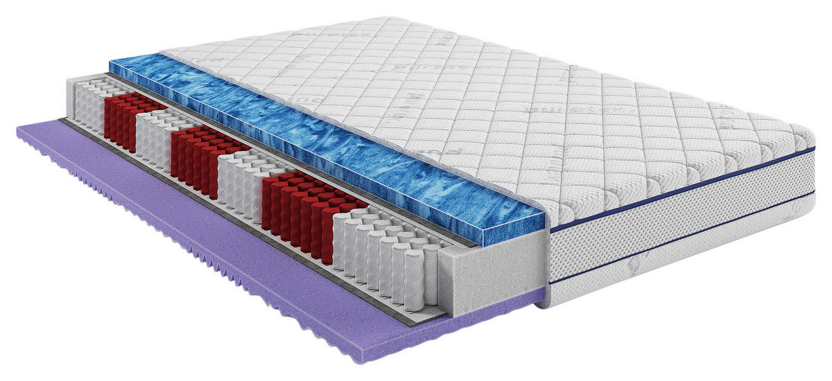 TASCHENFEDERKERNMATRATZE Better H4 200/220 cm Höhe ca. 22 cm  H4 = sehr fest  - Weiss, Basics, Textil (200/220cm) - Livetastic