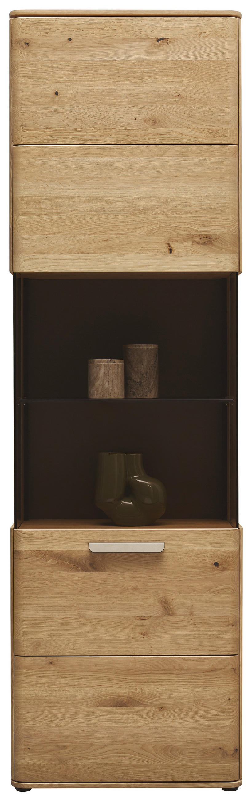 VITRINE  in massiv Wildeiche Wildeiche - Wildeiche/Schwarz, Natur, Glas/Holz (61,9/207/37,1cm) - Valnatura