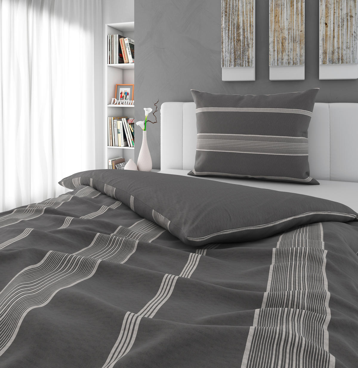POSTELJNINA REMSA 140/200 cm flanela siva  - siva, Konvencionalno, tekstil (140/200cm) - Esposa