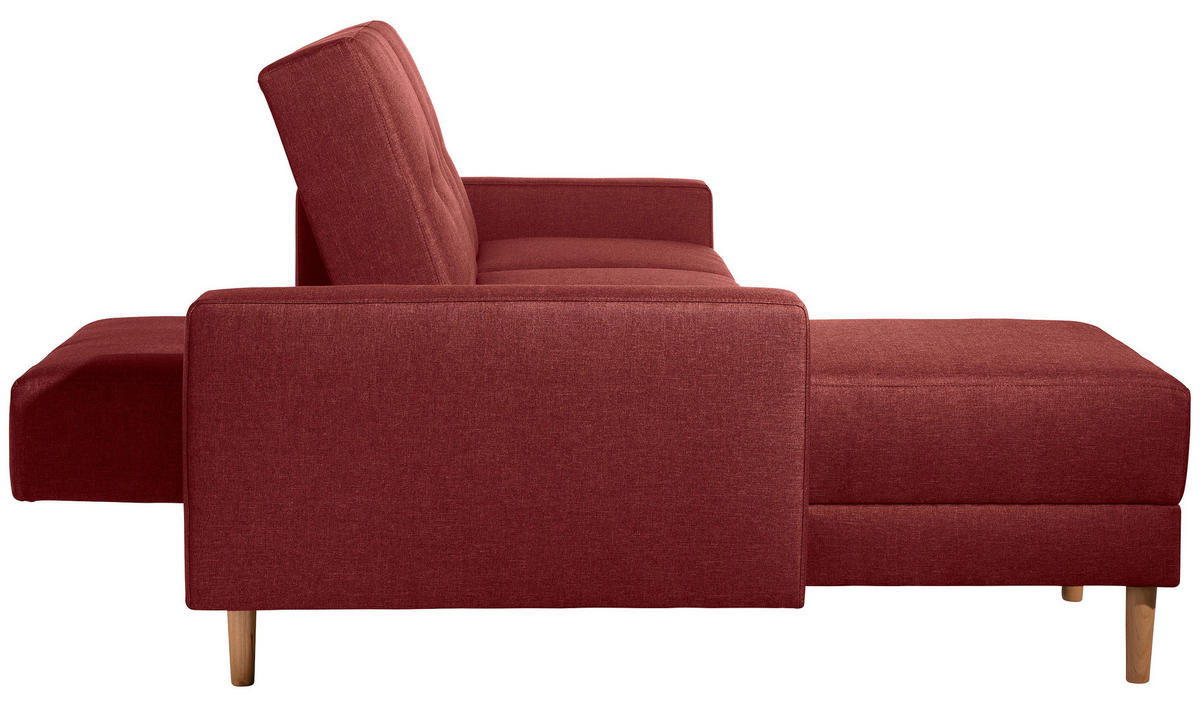 ECKSCHLAFSOFA in Flachgewebe Rot  - Rot/Erlefarben, Design, Holz/Textil (230/93/152cm) - Max Winzer