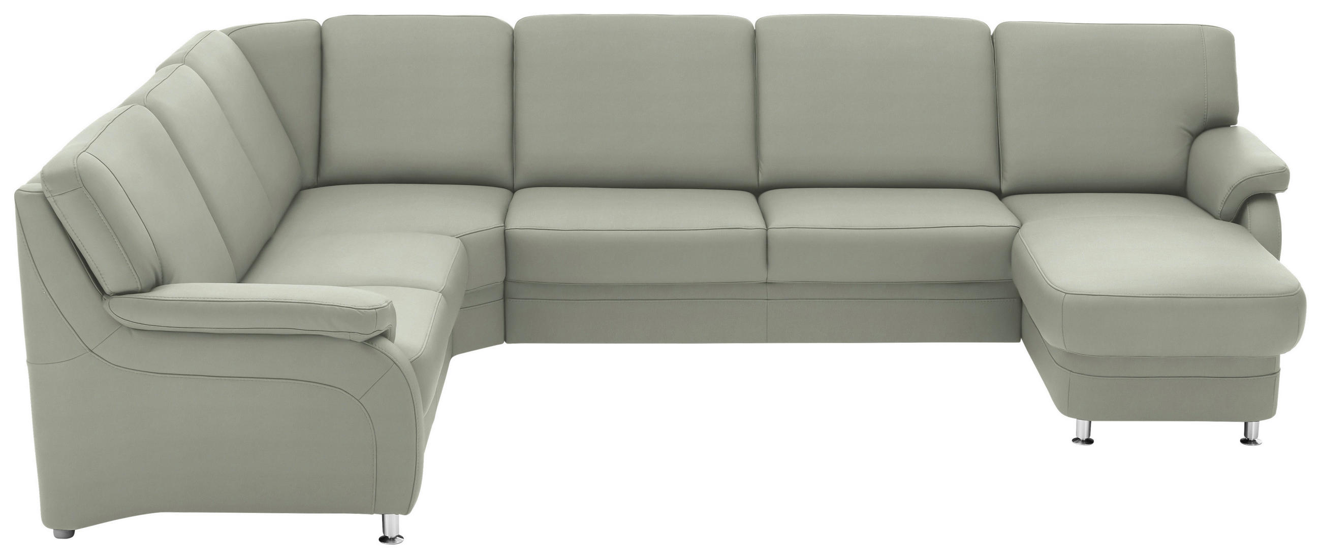 WOHNLANDSCHAFT Echtleder Silberfarben  - Silberfarben/Alufarben, Konventionell, Leder/Metall (239/329/165cm) - Beldomo Premium