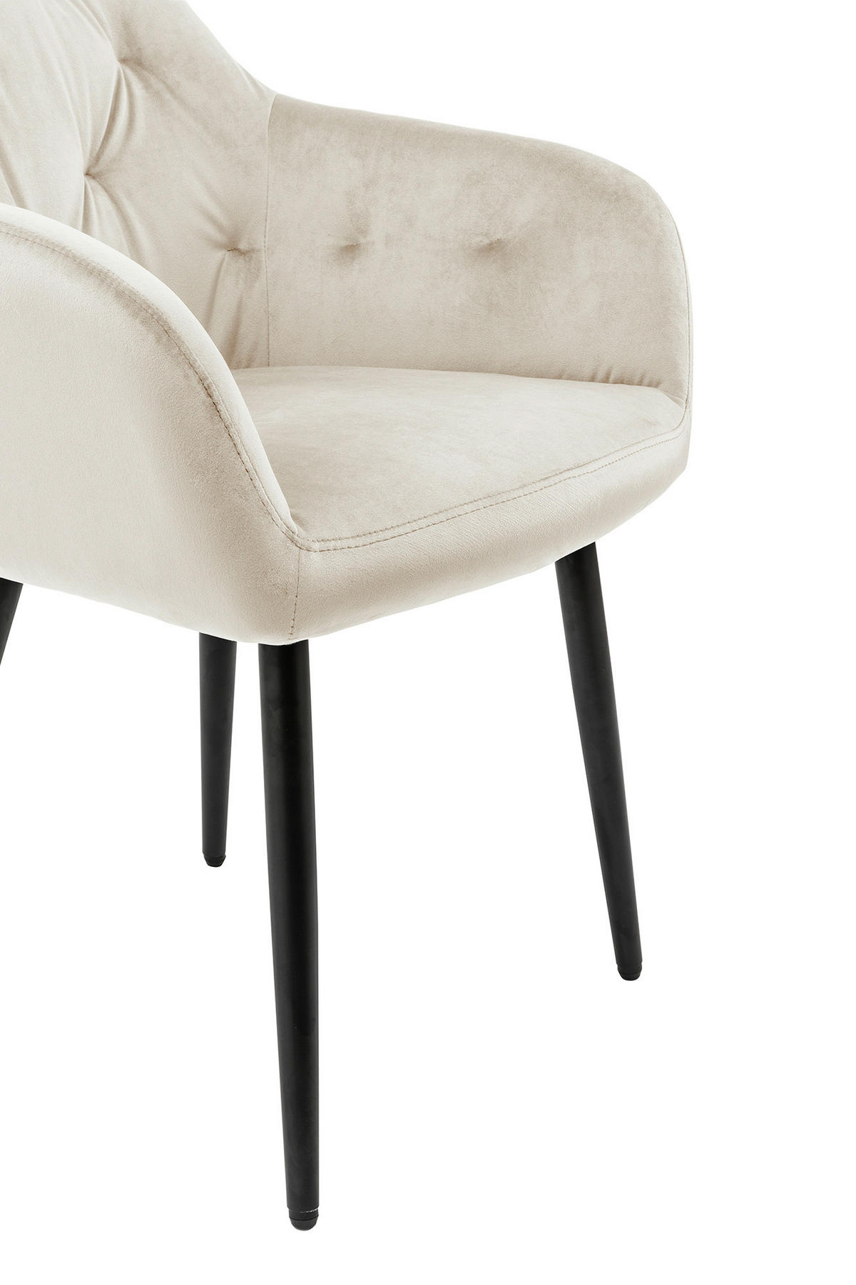 ARMLEHNSTUHL  in Samt  - Creme/Schwarz, MODERN, Textil/Metall (61/85/45cm) - Livetastic