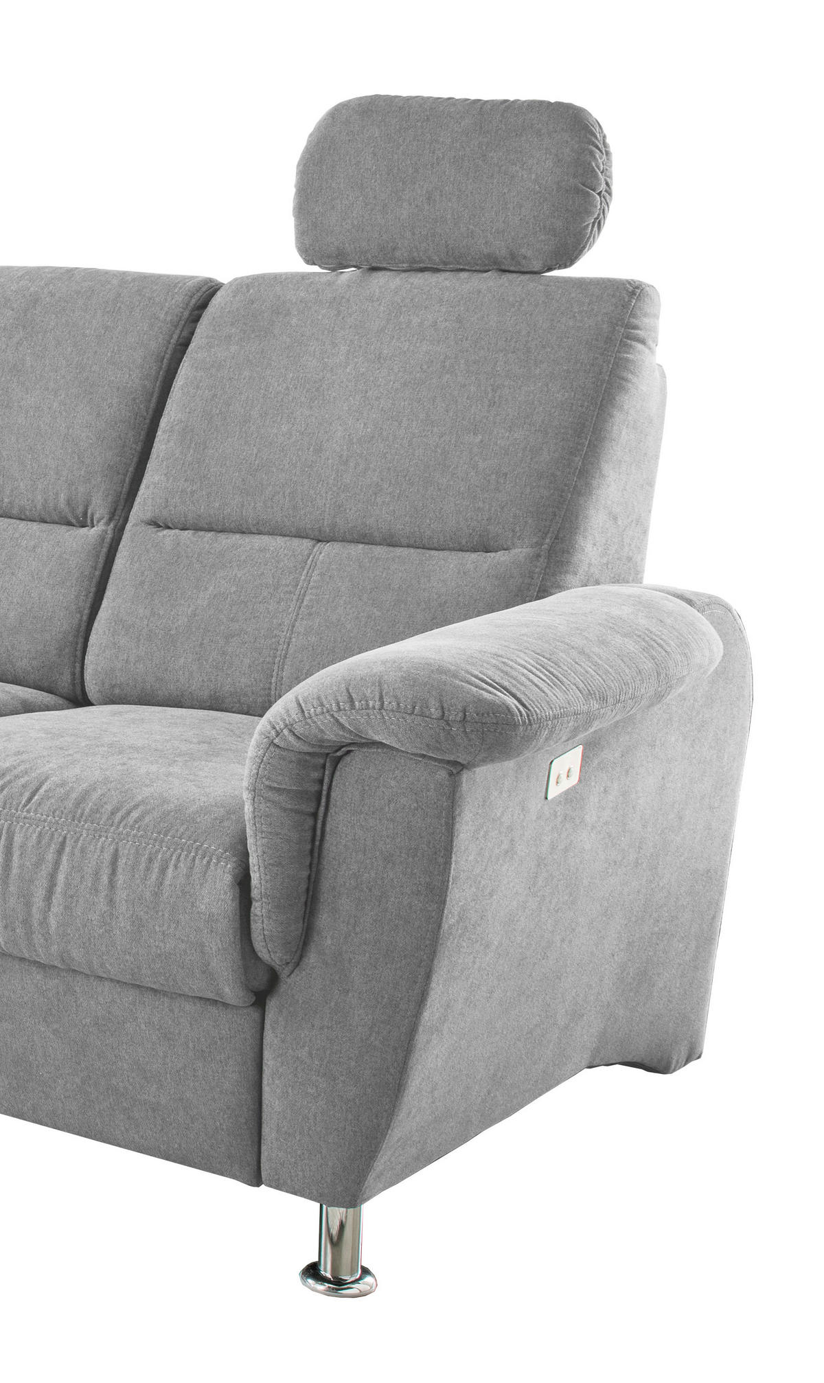 ECKSOFA in Mikrofaser Grau  - Chromfarben/Grau, Konventionell, Textil/Metall (165/292cm) - Livetastic