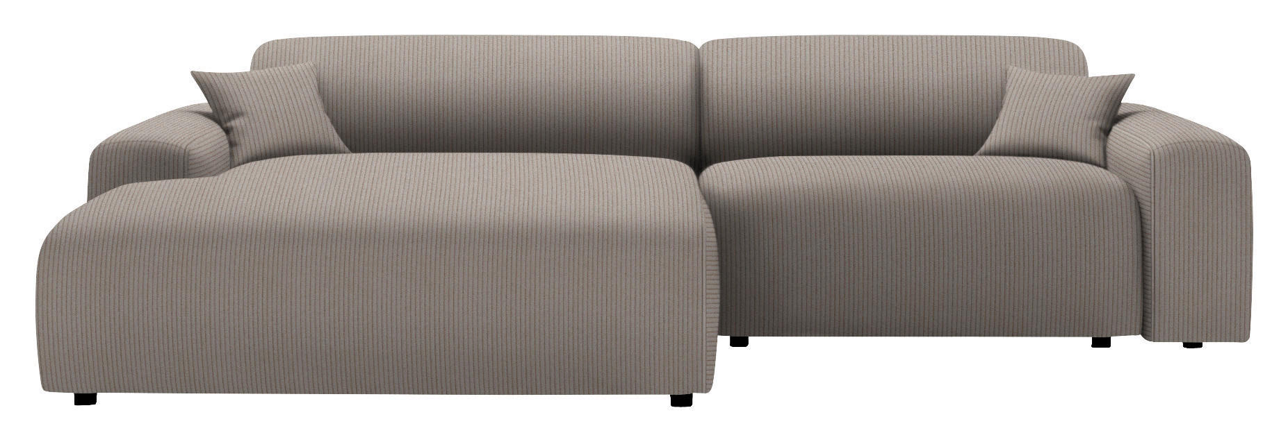 ECKSOFA in Velours, Feincord Taupe  178/292 cm  - Taupe/Schwarz, Design, Kunststoff/Textil (178/292cm) - home24