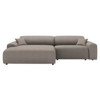 ECKSOFA in Velours, Feincord Taupe  178/292 cm  - Taupe/Schwarz, Design, Kunststoff/Textil (178/292cm) - home24