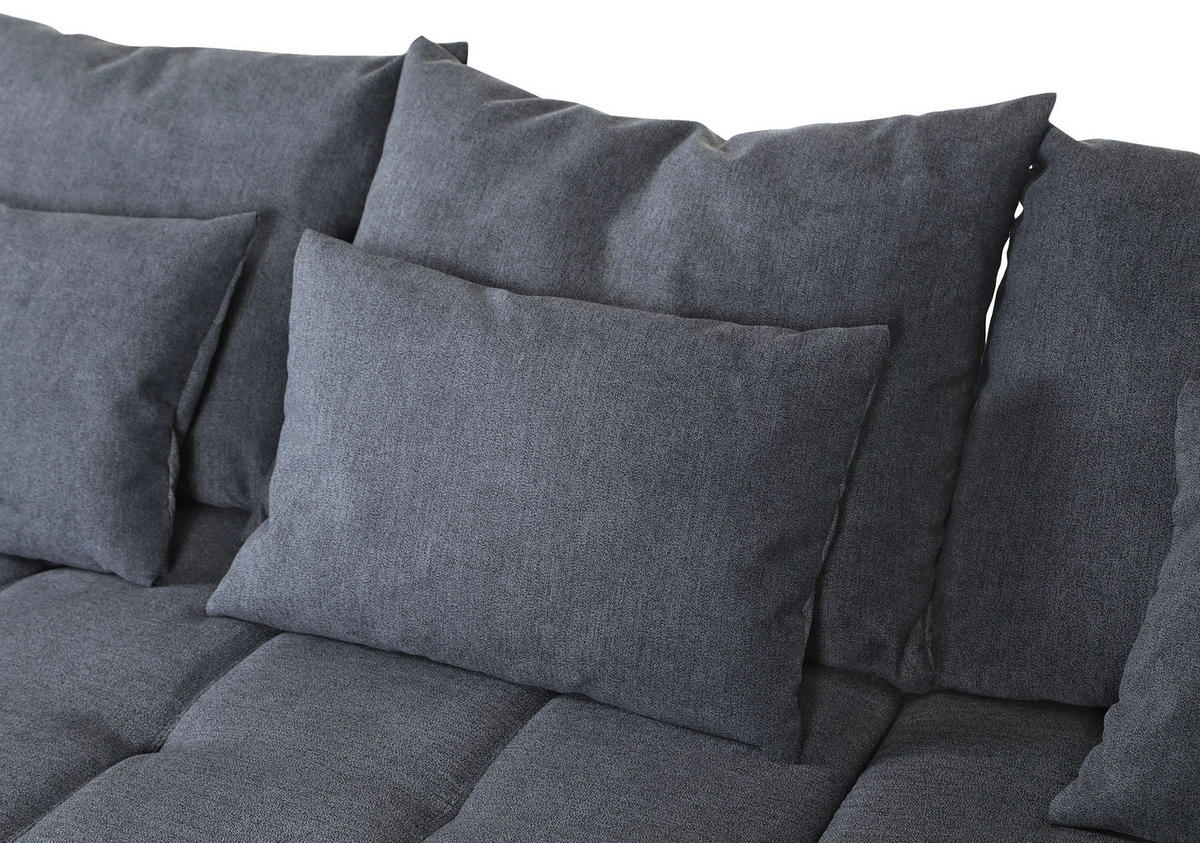 ECKSOFA Dunkelgrau Flachgewebe  - Dunkelgrau/Schwarz, KONVENTIONELL, Textil/Metall (300/205cm) - Carryhome