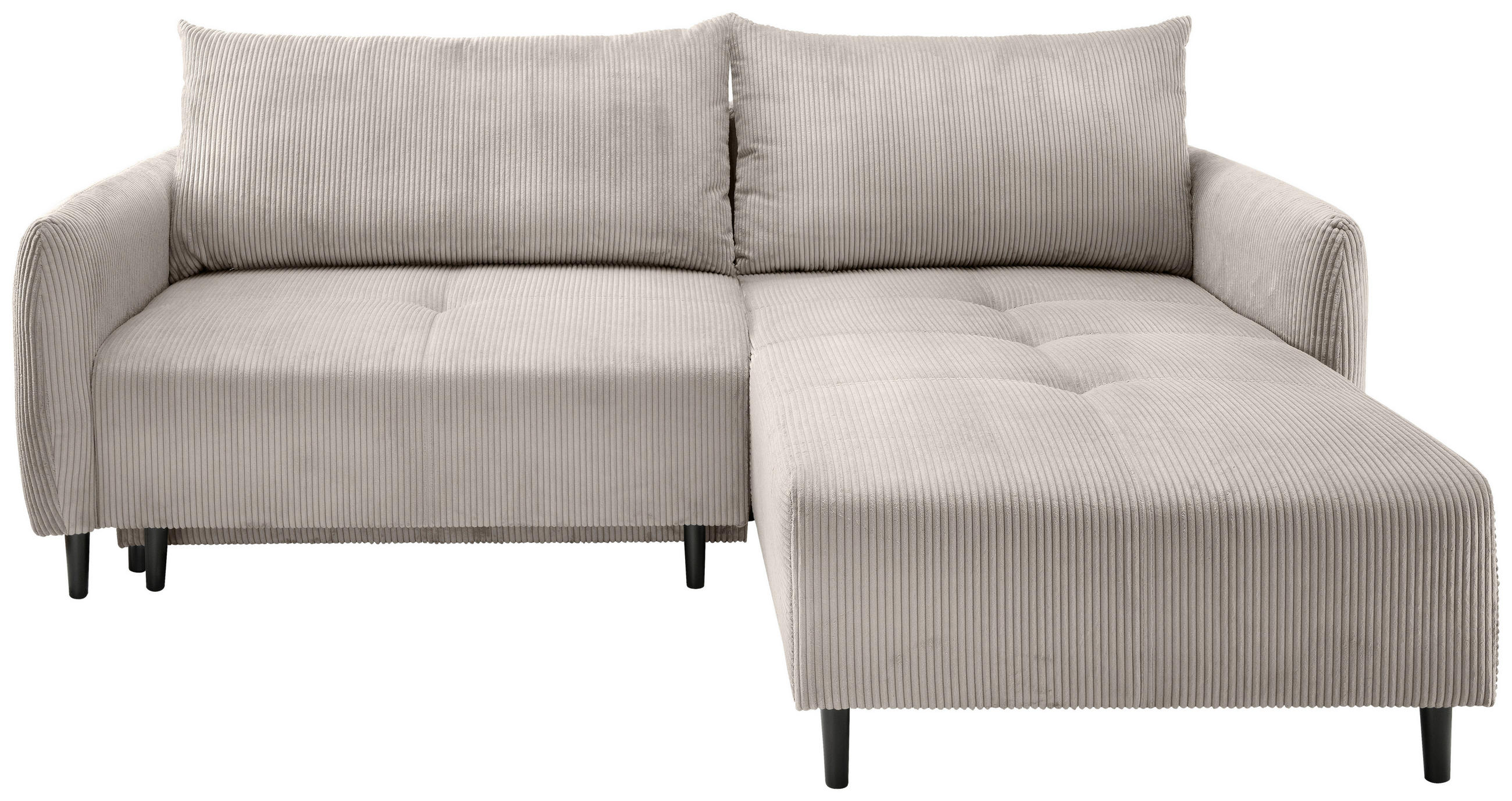 ECKSCHLAFSOFA in Cord Beige - Beige/Schwarz, Basics, Holz/Textil (238/174cm) - Livetastic