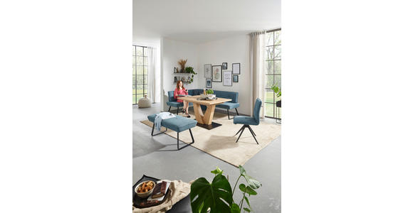 ECKBANK 134/227 cm  in Blau, Schwarz  - Blau/Schwarz, Design, Textil/Metall (134/227cm) - Dieter Knoll