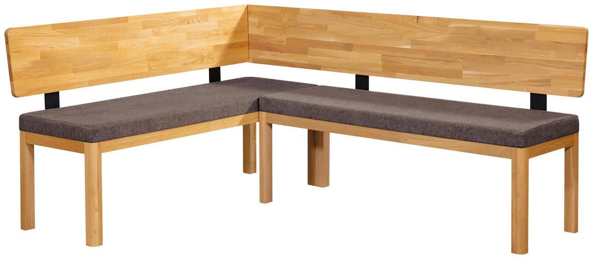 ECKBANK 171/248 cm Webstoff Braun, Eichefarben Eiche vollmassiv   - Eichefarben/Braun, KONVENTIONELL, Holz/Textil (171/248cm) - Linea Natura