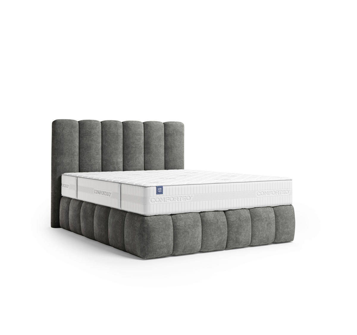 BOXSPRINGBETT 140/200 cm,  in Graphitfarben, Matratze, H3 + H4 = fest + sehr fest  - Schwarz/Graphitfarben, Modern, Holz/Holzwerkstoff (140/200cm) - MID.YOU