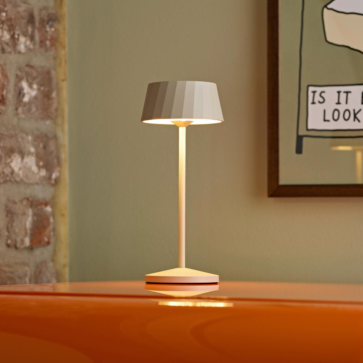 AKKU-TISCHLEUCHTE Facetta 9,2/9,2/22,2 cm   - Beige, Basics, Metall (9,2/9,2/22,2cm)