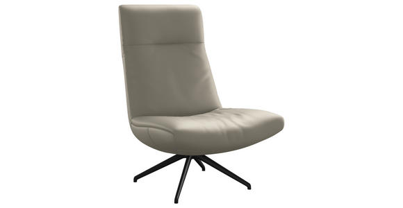 SESSEL in Echtleder Ecru  - Ecru/Schwarz, MODERN, Leder/Metall (74/105/92cm) - Johann Jakob