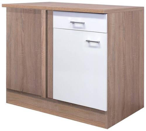ECKUNTERSCHRANK 110/85/57 cm  in Sonoma Eiche, Weiß  - Alufarben/Weiß, KONVENTIONELL, Holzwerkstoff/Kunststoff (110/85/57cm) - FlexWell