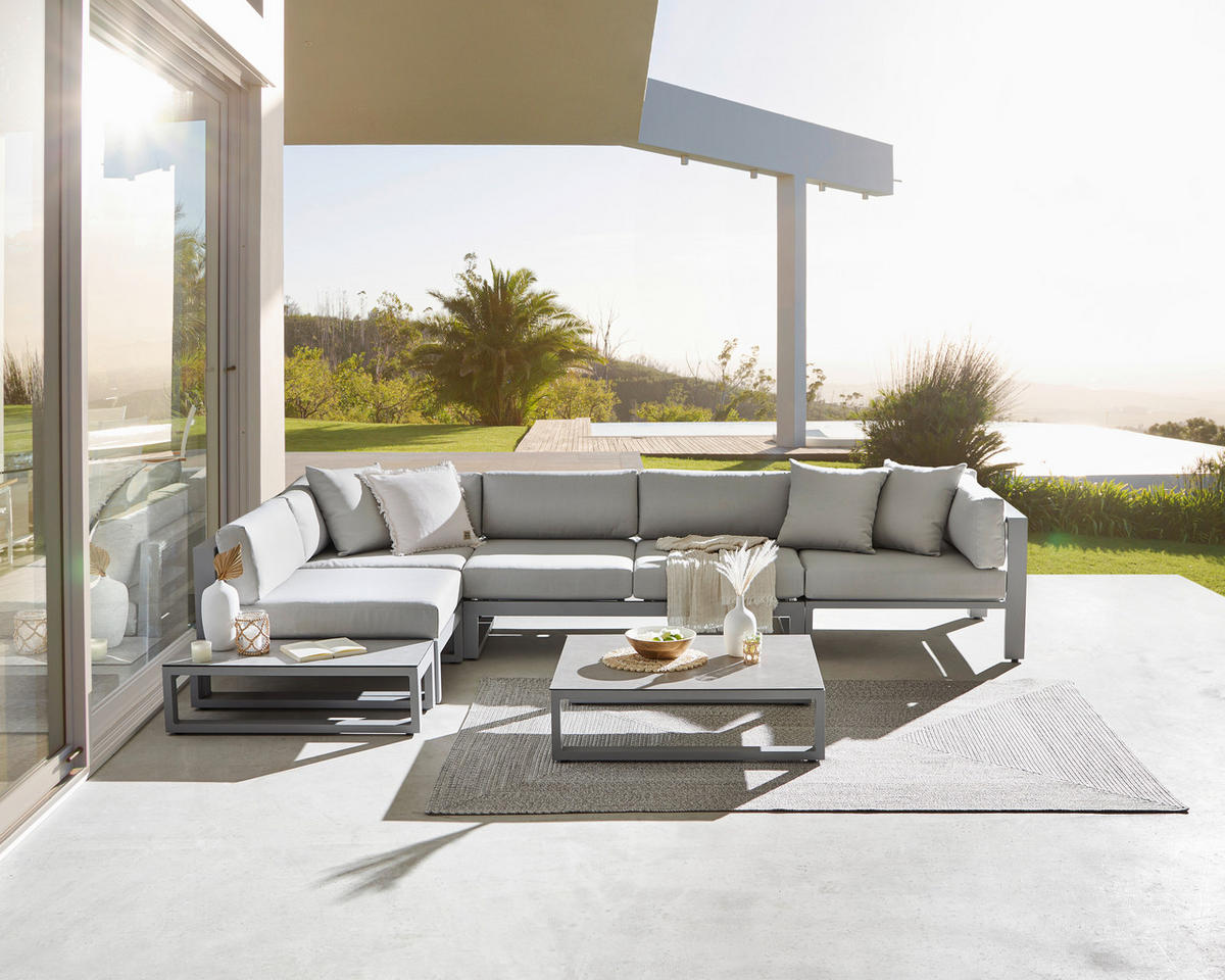 LOUNGESOFA 140/60/90 cm Aluminium  - Hellgrau/Grau, Design, Textil/Metall (140/60/90cm) - Amatio